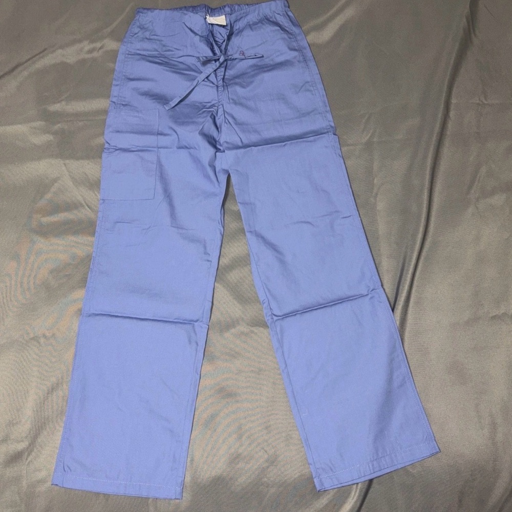 AllHeart Size XXS Unisex Drawstring Scrub Pants Straight Leg Light Blue